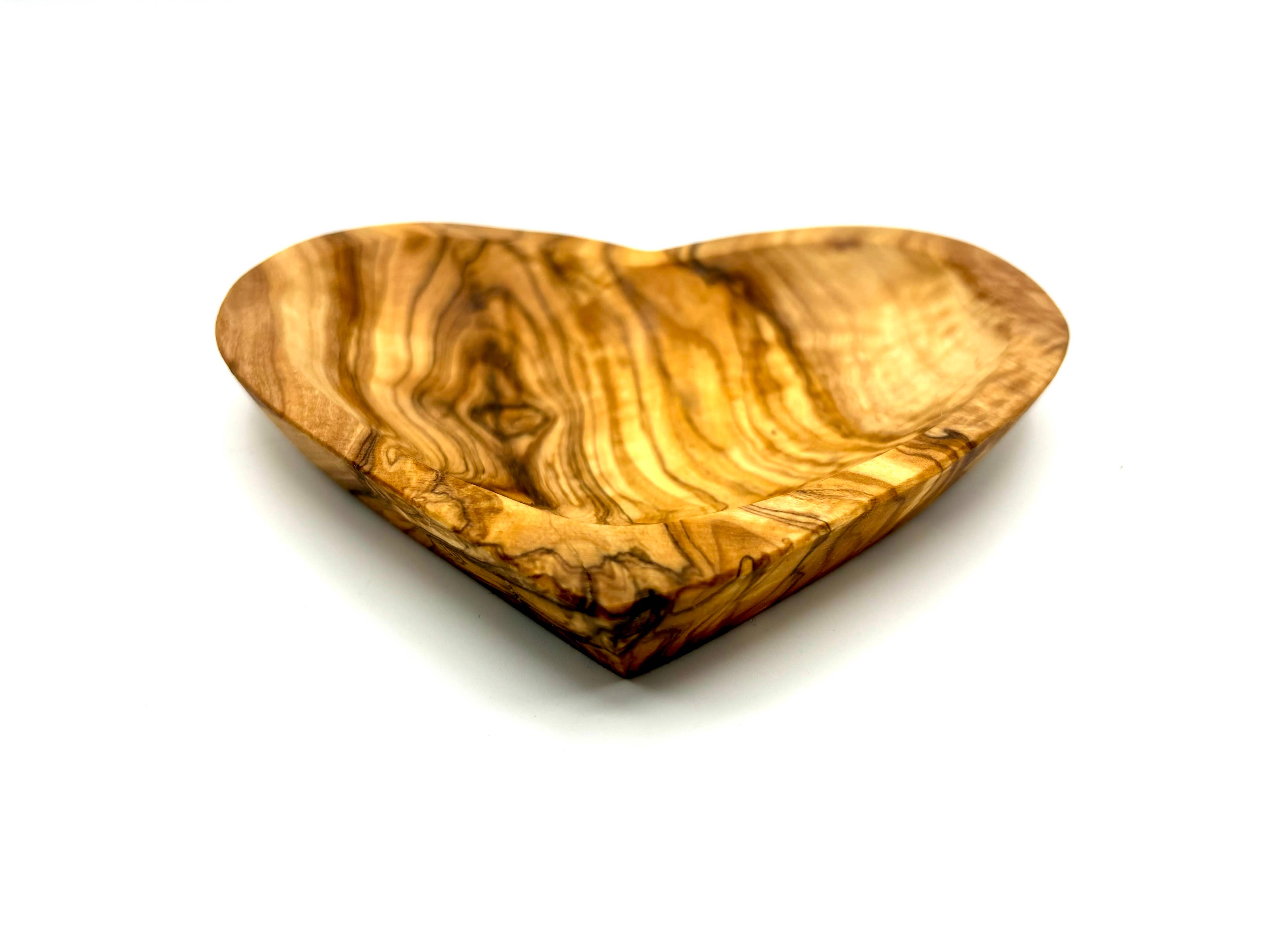 Heart-shaped bowl made of olive wood