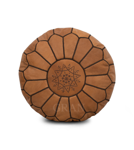 Gran Wholesale - Tobacco Pouf Moroccan Leather | Moroccan Ottoman Pouf