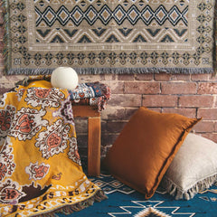 HENDEER - 'Hey Jude' Woven Picnic Rug/Throw: Regular 130x160cm