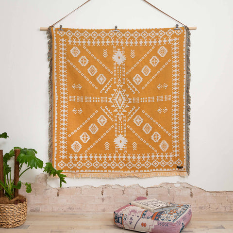 HENDEER - 'Good Day Sunshine' Woven Picnic Rug/Throw: Regular 130x160cm