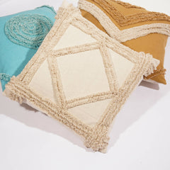 Linen Connections - Tassel Beige Fringe Moroccan Cushion