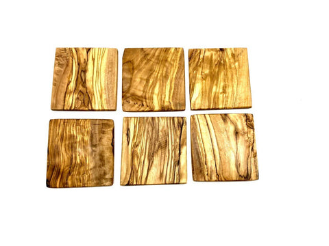 olivenholz-erleben - 2-piece square coasters 9 x 9 cm for glasses