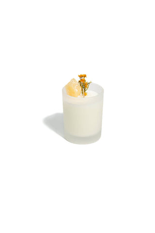Golden Wattle with Yellow Calcite PROTECTION + WELLBEING: 18+ Hours Burn Time