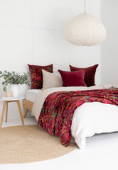 Linen Connections - Mexican Painter Velvet Throw - Dark Pink