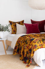 Linen Connections - Mexican Painter Velvet Throw - Mustard