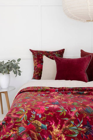 Linen Connections - Mexican Painter Velvet Throw - Dark Pink
