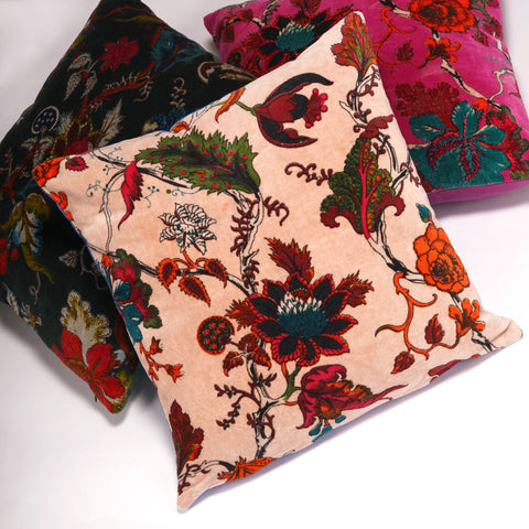 Linen Connections - Cotton Velvet Floral Cushion Frida