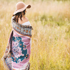 'Strawberry Fields' Woven Picnic Rug/Throw: Regular 130x160cm