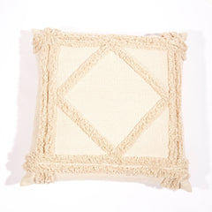 Linen Connections - Tassel Beige Fringe Moroccan Cushion