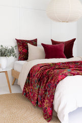 Linen Connections - Mexican Painter Velvet Throw - Dark Pink