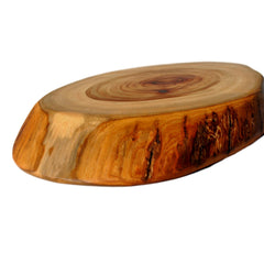 natural chopping board bark on handmade wood